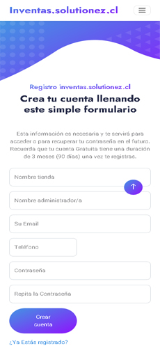 Registro al sistema